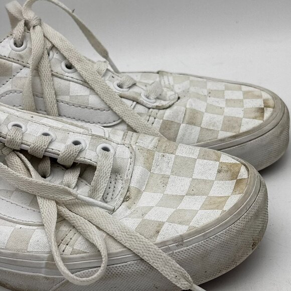 Vans Old Skool Checkered Low Top Sneakers White Lace Up Skate Shoe Womens Size 8 - Picture 2 of 9